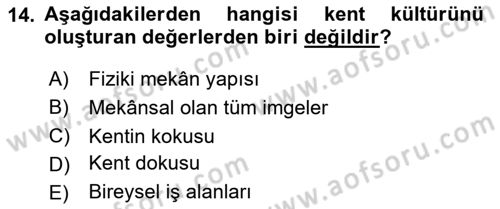 Kentsel ve Çevresel Koruma Dersi 2024 - 2025 Yılı (Vize) Ara Sınav Soruları 14. Soru