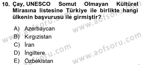Türkiye’nin Somut Olmayan Kültürel Mirası Dersi 2023 - 2024 Yılı (Vize) Ara Sınav Soruları 10. Soru