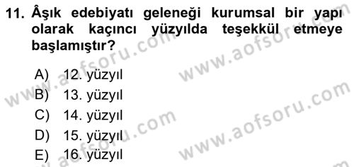 Türkiye’nin Somut Olmayan Kültürel Mirası Dersi Ara Sınavı Deneme Sınav Soruları 11. Soru