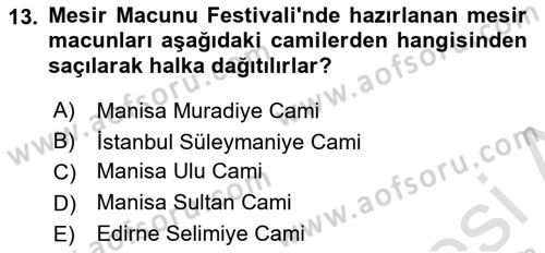 Türkiye’nin Somut Olmayan Kültürel Mirası Dersi 2023 - 2024 Yılı (Vize) Ara Sınav Soruları 13. Soru