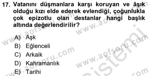 Türkiye’nin Somut Olmayan Kültürel Mirası Dersi Ara Sınavı Deneme Sınav Soruları 17. Soru