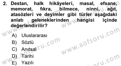 Türkiye’nin Somut Olmayan Kültürel Mirası Dersi 2023 - 2024 Yılı (Vize) Ara Sınav Soruları 2. Soru