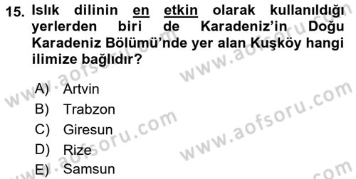 Türkiye’nin Somut Olmayan Kültürel Mirası Dersi 2023 - 2024 Yılı (Final) Dönem Sonu Sınav Soruları 15. Soru