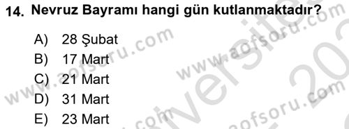 Türkiye’nin Somut Olmayan Kültürel Mirası Dersi 2023 - 2024 Yılı Yaz Okulu Sınav Soruları 14. Soru
