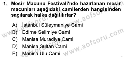 Türkiye’nin Somut Olmayan Kültürel Mirası Dersi Ara Sınavı Deneme Sınav Soruları 1. Soru