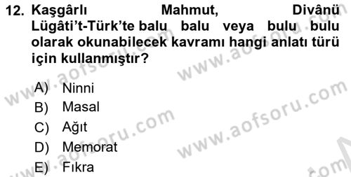 Türkiye’nin Somut Olmayan Kültürel Mirası Dersi Ara Sınavı Deneme Sınav Soruları 12. Soru