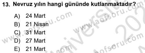 Türkiye’nin Somut Olmayan Kültürel Mirası Dersi Ara Sınavı Deneme Sınav Soruları 13. Soru