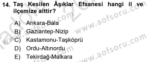 Türkiye’nin Somut Olmayan Kültürel Mirası Dersi Ara Sınavı Deneme Sınav Soruları 14. Soru