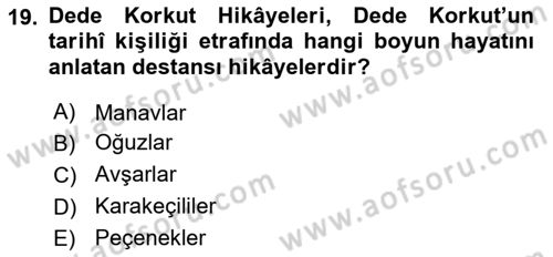 Türkiye’nin Somut Olmayan Kültürel Mirası Dersi Ara Sınavı Deneme Sınav Soruları 19. Soru