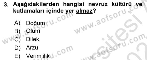 Türkiye’nin Somut Olmayan Kültürel Mirası Dersi Ara Sınavı Deneme Sınav Soruları 3. Soru