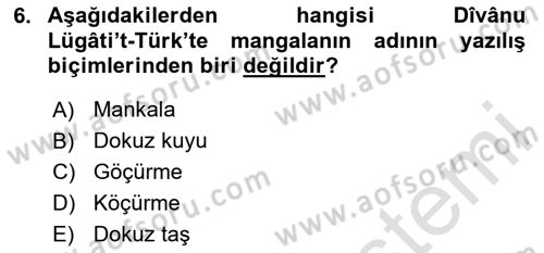 Türkiye’nin Somut Olmayan Kültürel Mirası Dersi Ara Sınavı Deneme Sınav Soruları 6. Soru
