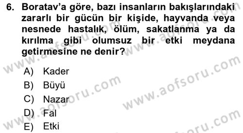 Türkiye’nin Somut Olmayan Kültürel Mirası Dersi 2024 - 2025 Yılı (Final) Dönem Sonu Sınav Soruları 6. Soru