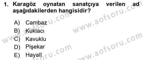Türkiye’nin Somut Olmayan Kültürel Mirası Dersi 2024 - 2025 Yılı Yaz Okulu Sınav Soruları 1. Soru