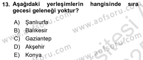 Türkiye’nin Somut Olmayan Kültürel Mirası Dersi 2024 - 2025 Yılı Yaz Okulu Sınav Soruları 13. Soru