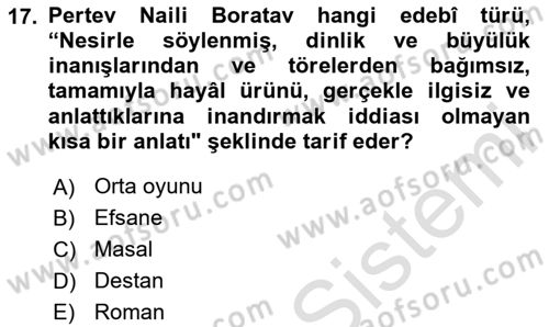 Türkiye’nin Somut Olmayan Kültürel Mirası Dersi 2024 - 2025 Yılı Yaz Okulu Sınav Soruları 17. Soru