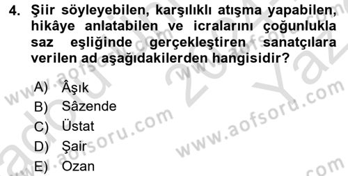 Türkiye’nin Somut Olmayan Kültürel Mirası Dersi 2024 - 2025 Yılı Yaz Okulu Sınav Soruları 4. Soru
