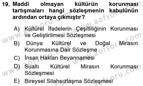 Türkiye’nin Somut Olmayan Kültürel Mirası Dersi 2025 - 2026 Yılı (Vize) Ara Sınav Soruları 19. Soru