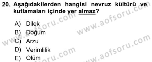 Türkiye’nin Somut Olmayan Kültürel Mirası Dersi 2025 - 2026 Yılı (Vize) Ara Sınav Soruları 20. Soru
