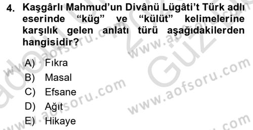 Türkiye’nin Somut Olmayan Kültürel Mirası Dersi 2025 - 2026 Yılı (Vize) Ara Sınav Soruları 4. Soru