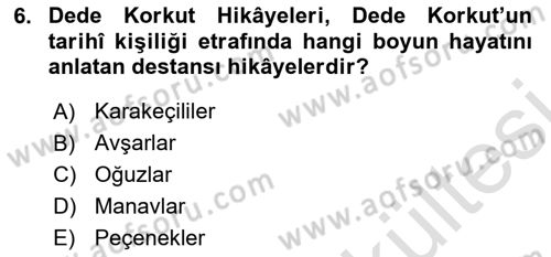 Türkiye’nin Somut Olmayan Kültürel Mirası Dersi 2025 - 2026 Yılı (Vize) Ara Sınav Soruları 6. Soru