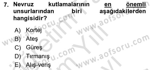 Türkiye’nin Somut Olmayan Kültürel Mirası Dersi 2025 - 2026 Yılı (Vize) Ara Sınav Soruları 7. Soru