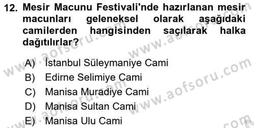 Türkiye’nin Somut Olmayan Kültürel Mirası Dersi 2025 - 2026 Yılı (Final) Dönem Sonu Sınav Soruları 12. Soru