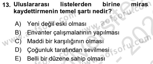 Türkiye’nin Somut Olmayan Kültürel Mirası Dersi 2025 - 2026 Yılı (Final) Dönem Sonu Sınav Soruları 13. Soru