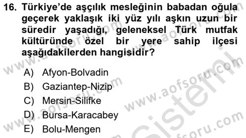 Türkiye’nin Somut Olmayan Kültürel Mirası Dersi 2025 - 2026 Yılı (Final) Dönem Sonu Sınav Soruları 16. Soru