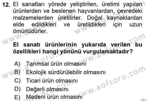 Türkiye’nin Somut Olmayan Kültürel Mirası Dersi 2025 - 2026 Yılı Yaz Okulu Sınav Soruları 12. Soru