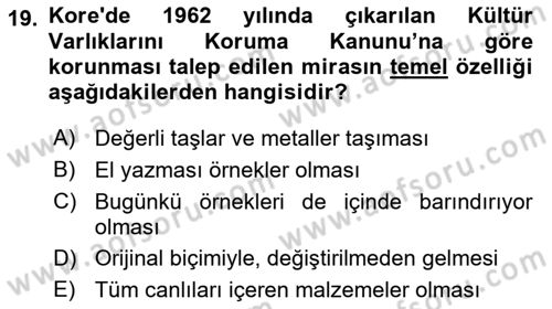 Türkiye’nin Somut Olmayan Kültürel Mirası Dersi 2025 - 2026 Yılı Yaz Okulu Sınav Soruları 19. Soru