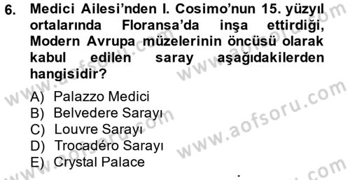 Müzecilik ve Sergileme Dersi 2012 - 2013 Yılı (Vize) Ara Sınav Soruları 6. Soru