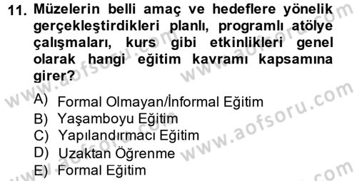 Müzecilik ve Sergileme Dersi 2012 - 2013 Yılı (Final) Dönem Sonu Sınav Soruları 11. Soru