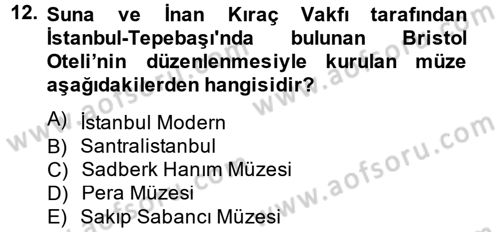 Müzecilik ve Sergileme Dersi 2013 - 2014 Yılı (Vize) Ara Sınav Soruları 12. Soru