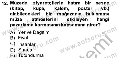 Müzecilik ve Sergileme Dersi 2013 - 2014 Yılı (Final) Dönem Sonu Sınav Soruları 12. Soru