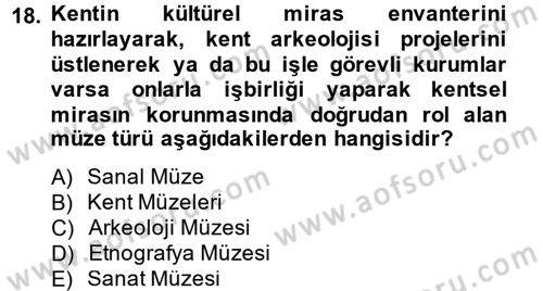 Müzecilik ve Sergileme Dersi 2014 - 2015 Yılı (Vize) Ara Sınav Soruları 18. Soru