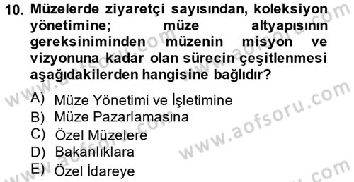 Müzecilik ve Sergileme Dersi 2014 - 2015 Yılı (Final) Dönem Sonu Sınav Soruları 10. Soru