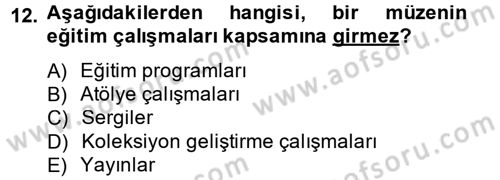 Müzecilik ve Sergileme Dersi 2014 - 2015 Yılı (Final) Dönem Sonu Sınav Soruları 12. Soru