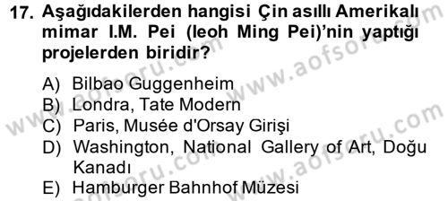 Müzecilik ve Sergileme Dersi 2014 - 2015 Yılı (Final) Dönem Sonu Sınav Soruları 17. Soru