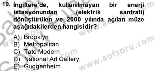 Müzecilik ve Sergileme Dersi 2014 - 2015 Yılı (Final) Dönem Sonu Sınav Soruları 19. Soru