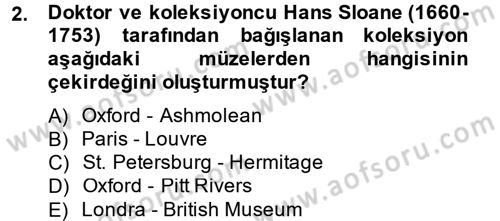Müzecilik ve Sergileme Dersi 2014 - 2015 Yılı (Final) Dönem Sonu Sınav Soruları 2. Soru