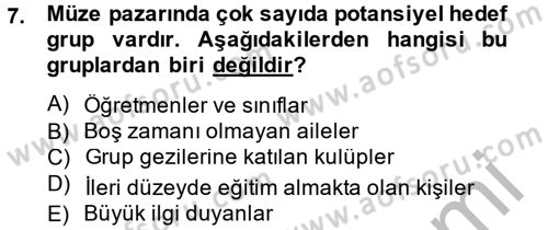 Müzecilik ve Sergileme Dersi 2014 - 2015 Yılı (Final) Dönem Sonu Sınav Soruları 7. Soru