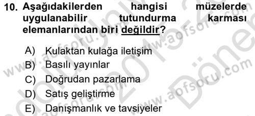 Müzecilik ve Sergileme Dersi 2015 - 2016 Yılı (Final) Dönem Sonu Sınav Soruları 10. Soru