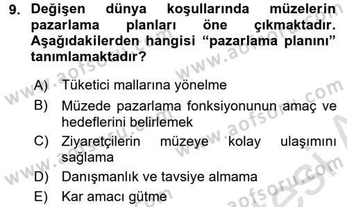 Müzecilik ve Sergileme Dersi 2015 - 2016 Yılı (Final) Dönem Sonu Sınav Soruları 9. Soru