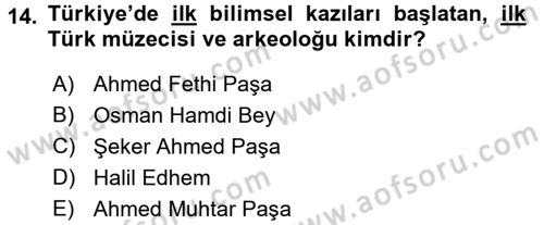 Müzecilik ve Sergileme Dersi 2016 - 2017 Yılı (Vize) Ara Sınav Soruları 14. Soru