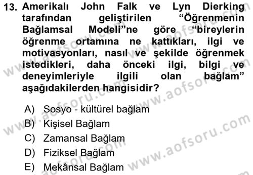 Müzecilik ve Sergileme Dersi 2016 - 2017 Yılı (Final) Dönem Sonu Sınav Soruları 13. Soru