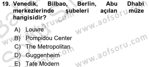 Müzecilik ve Sergileme Dersi 2016 - 2017 Yılı (Final) Dönem Sonu Sınav Soruları 19. Soru