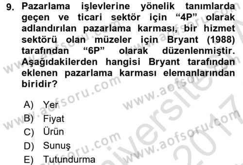 Müzecilik ve Sergileme Dersi 2016 - 2017 Yılı (Final) Dönem Sonu Sınav Soruları 9. Soru