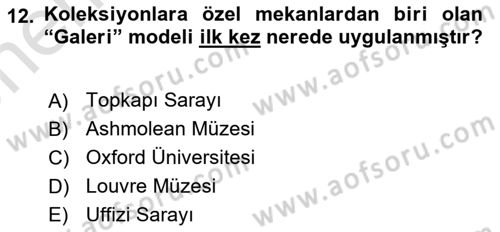 Müzecilik ve Sergileme Dersi 2023 - 2024 Yılı (Vize) Ara Sınav Soruları 12. Soru