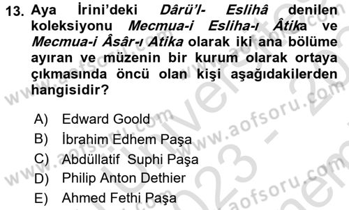 Müzecilik ve Sergileme Dersi 2023 - 2024 Yılı (Final) Dönem Sonu Sınav Soruları 13. Soru