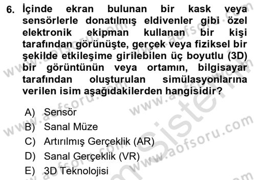 Müzecilik ve Sergileme Dersi 2023 - 2024 Yılı (Final) Dönem Sonu Sınav Soruları 6. Soru